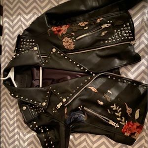 Leather Embellished Jacket